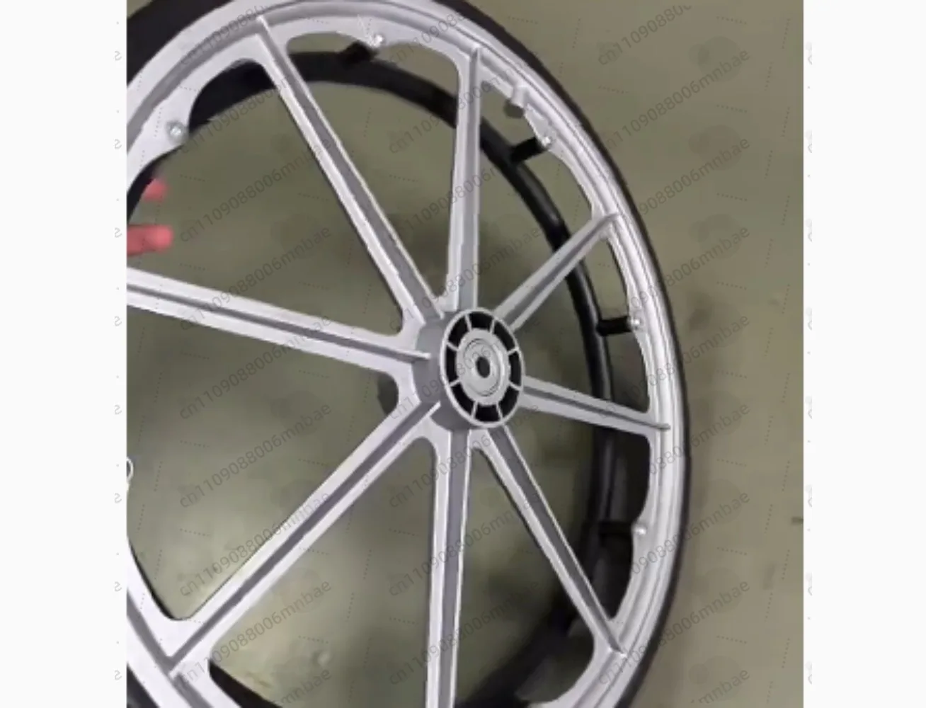 Plastic large wheel integrated rear wheel group large wheel 24 inch triangular solid tire mist black aluminum alloy hand ring