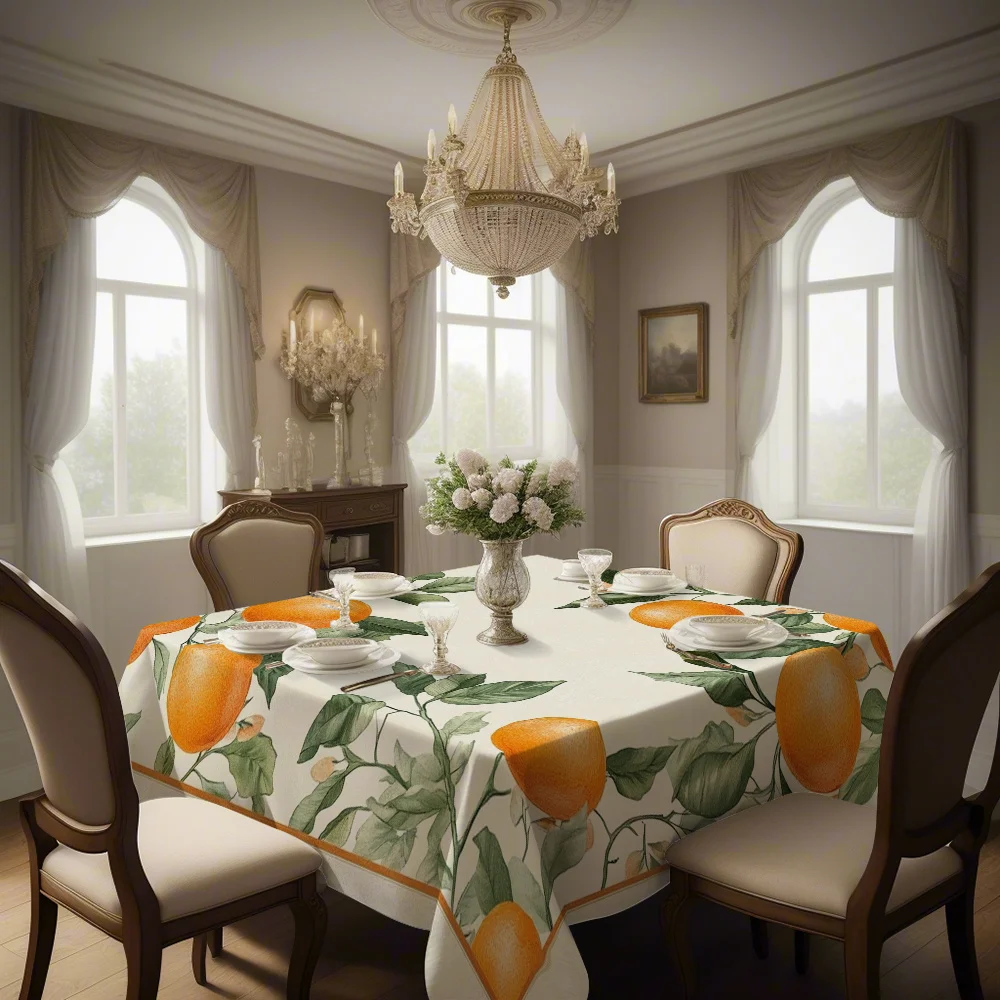 Lemon printed square tablecloth - holiday gift - multi-purpose for indoor and outdoor use