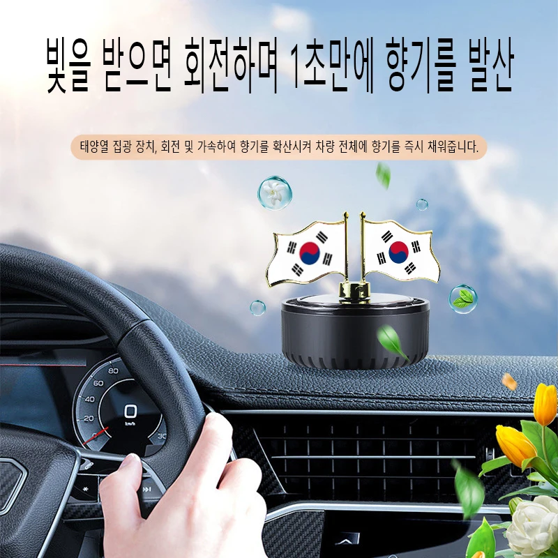 Solar Car Air Freshener Aromatherapy Perfume Interior Car Rotating Flag Decoration Car Center Console 2024 New Decorations