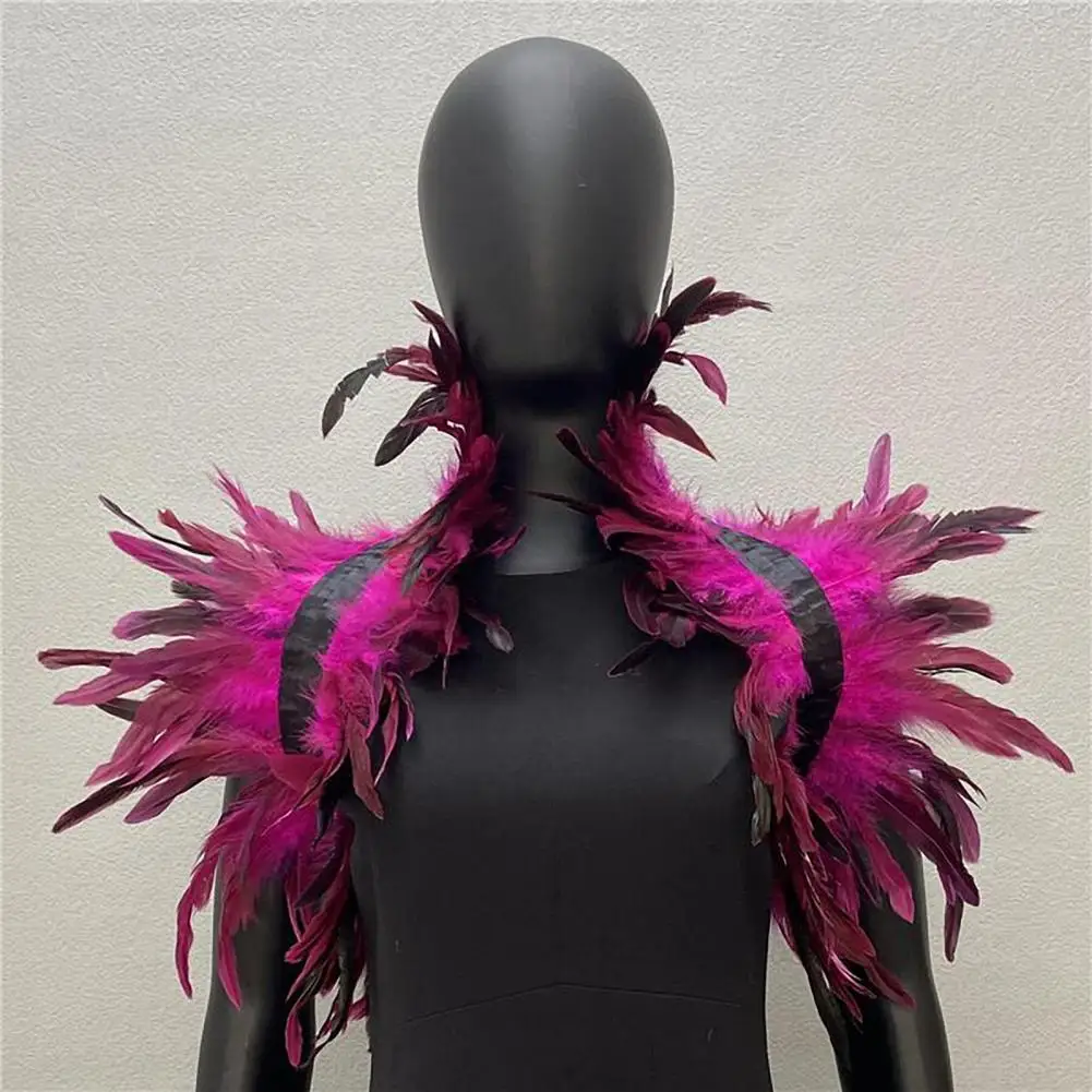 Fuax Feather Shawl Elegant Faux Feather Shawl for Cosplay Stage Performance Adjustable Collar Cape for Dancer Costume Soft Retro