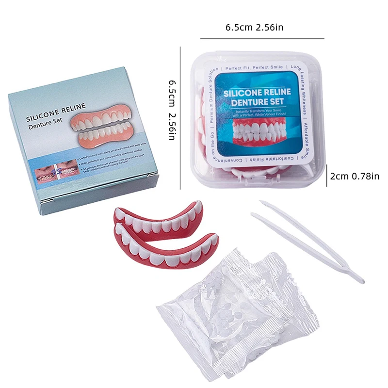 Dental New Denture Silicone Kit Denture Liners Soft Denture Kit Soft Denture Kit Teeth Upper And Lower Set Easy Use Braces