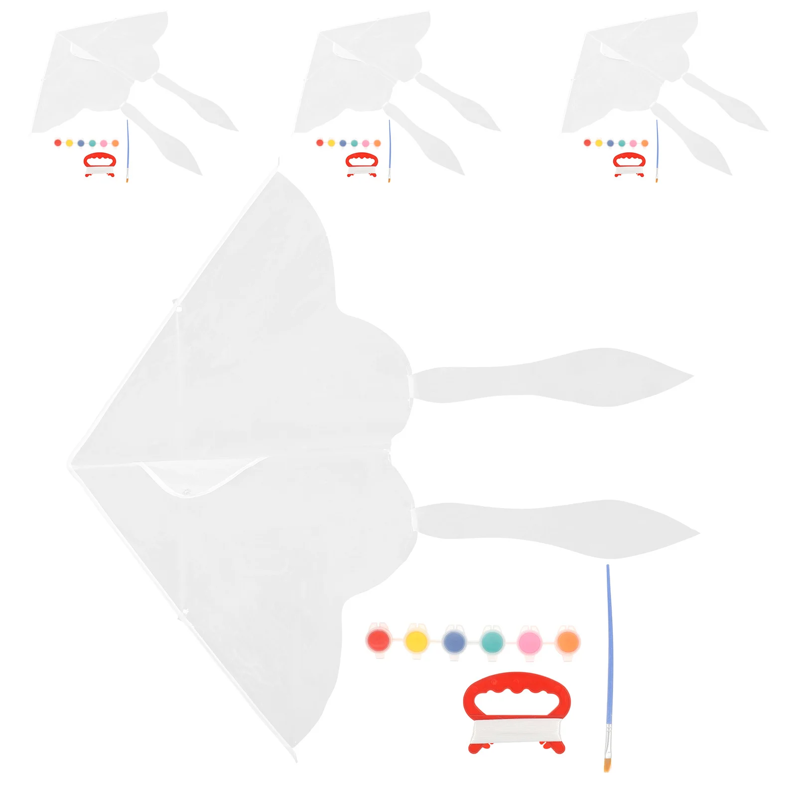 4 conjuntos diy kite arte pintura pipas branco voando brinquedo suprimentos para crianças decoração colorir desenho graffiti