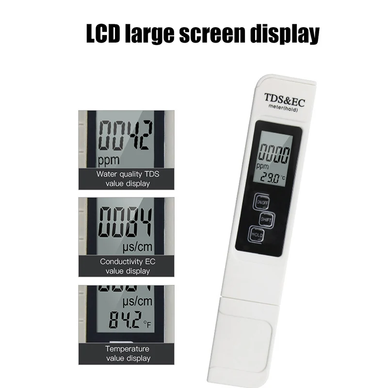 Water TDS EC Meter High Precision Detector For Water Quality Purity Tester Suitable For Aquarium Swimming Pool Temp PPM Tester