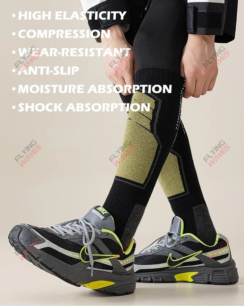 المهنية التزلج الجوارب الكبار سميكة يحلق أنبوب طويل الشتاء الثلوج الرياضة الدافئة ضغط المشي لمسافات طويلة الجري على الجليد الجوارب