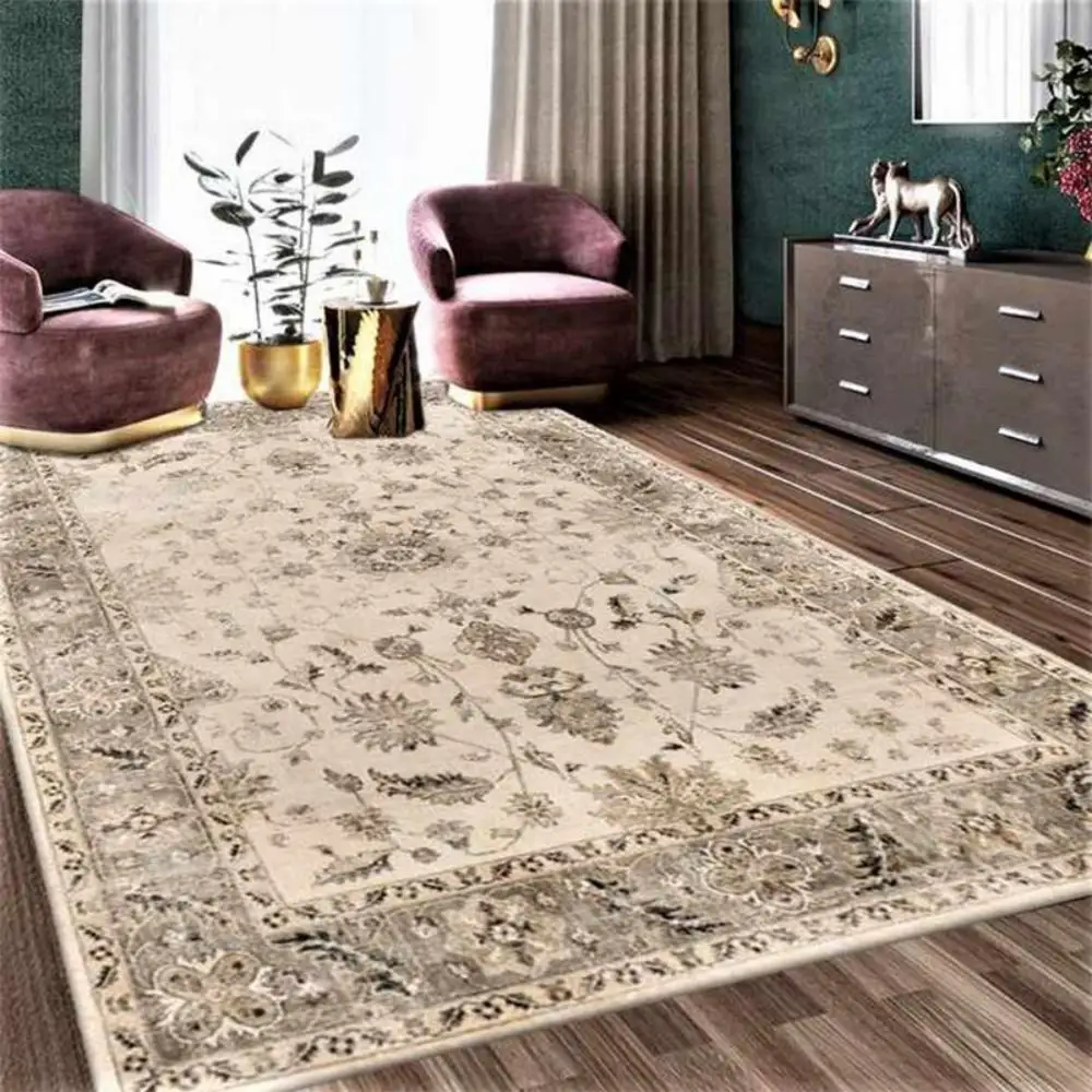 VIKAMA Living Room Carpet Is Dirt-resistant and Easy To Take Care of, Ethnic Style Light Luxury Crystal Velvet Sofa Floor Mat