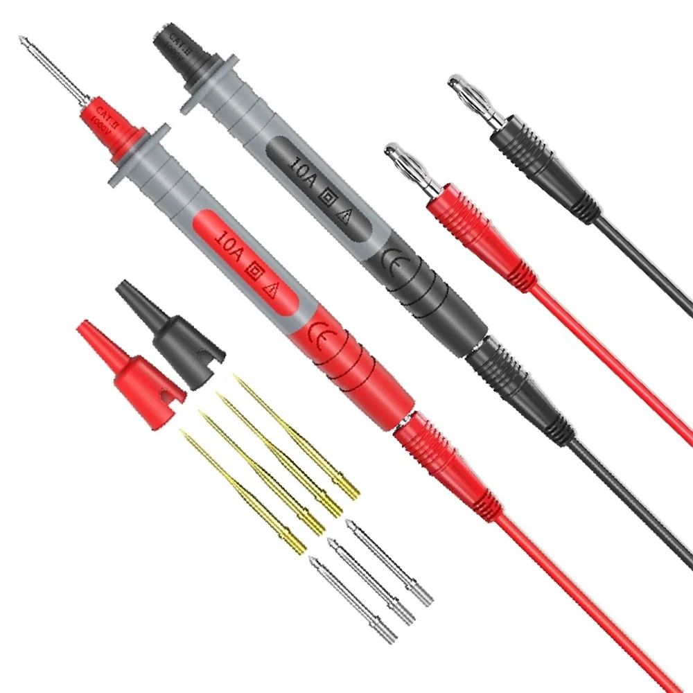 Cleqee P8003 1set 2pcs Multimeter Probe Replaceable gilded Needle Multi-purpose Test pen