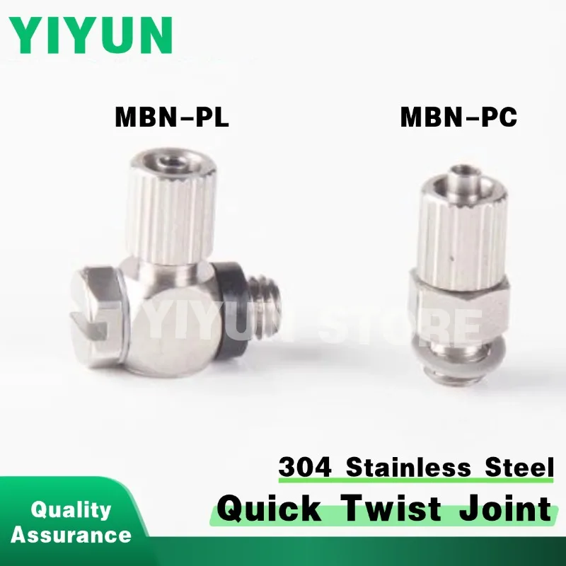 

MBN-PC4-PC6-PL4-PL6-M3-M4-M5 304 Stainless Steel Straight Quick Twist Joint Right-angle Miniature Connector MBN-PC MBN-PL Series