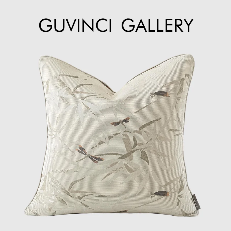 GUVINCI GALLERY Dragonfly Insects Embroidery Cushion Cover Quaint And Elegant Distinctive Style Pillow Case For Hotel Club Villa