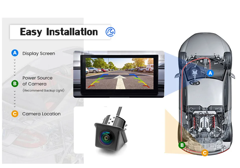 AHD 1080P Auto-Rückfahrkamera 20mm Eingebaute Rückfahrkamera Unterstützt Front-/Rückumschaltung Parkhilfsliniensteuerung Wasserdichte Fahrzeugkamera – Detail 10