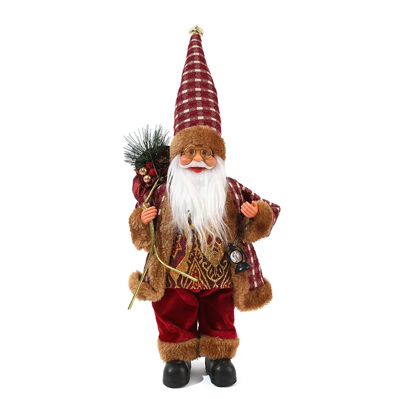 زينة عيد الميلاد 12 بوصة حزمة هدايا سانتا كلوز الدائمة سانتا كلوز مصباح زيت دمية نافذة لوازم الديكور الهدايا