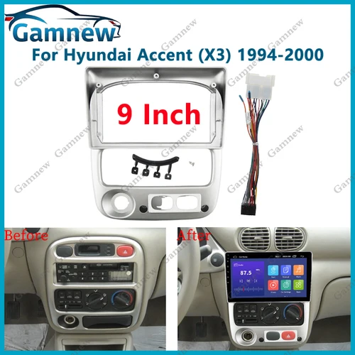 Imagen 1 del producto Adaptador de Fascia de marco de coche de 9 pulgadas, Kit de Panel de montaje de tablero de Radio Android para Hyundai Accent X3 1994-2000