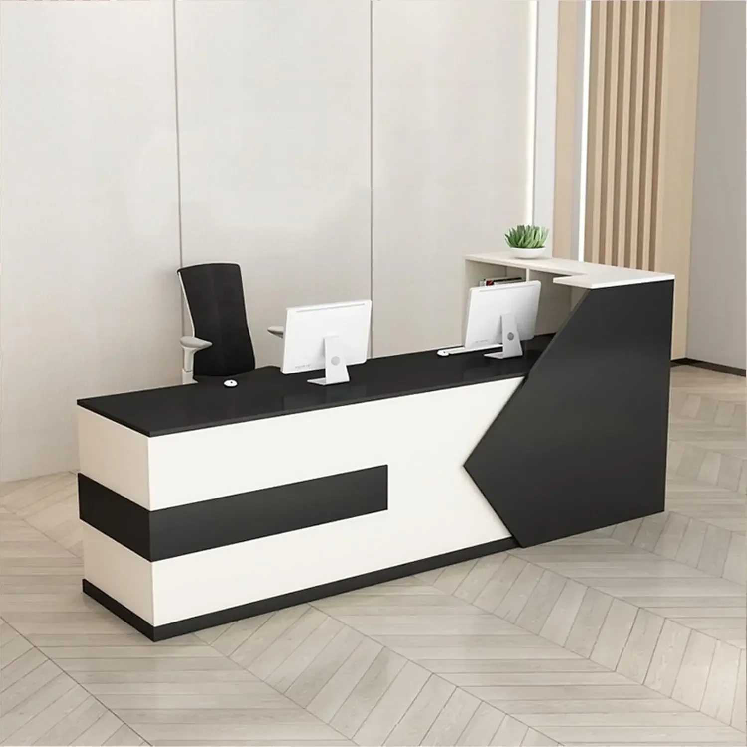 

#For Reception Desk with Counter and Lockable Drawer, L-Shap Salon Reception Retail, Easy to Assemble Front Desk Reception Check