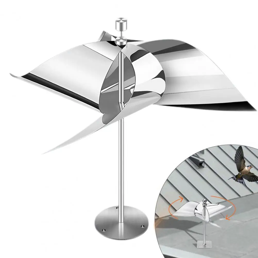 Reflective Wind Scare Bird-free Zone Wind Scare 2 Pcs Reflective Bird Deterrent Pinwheels Stainless Steel Wind-powered Scare