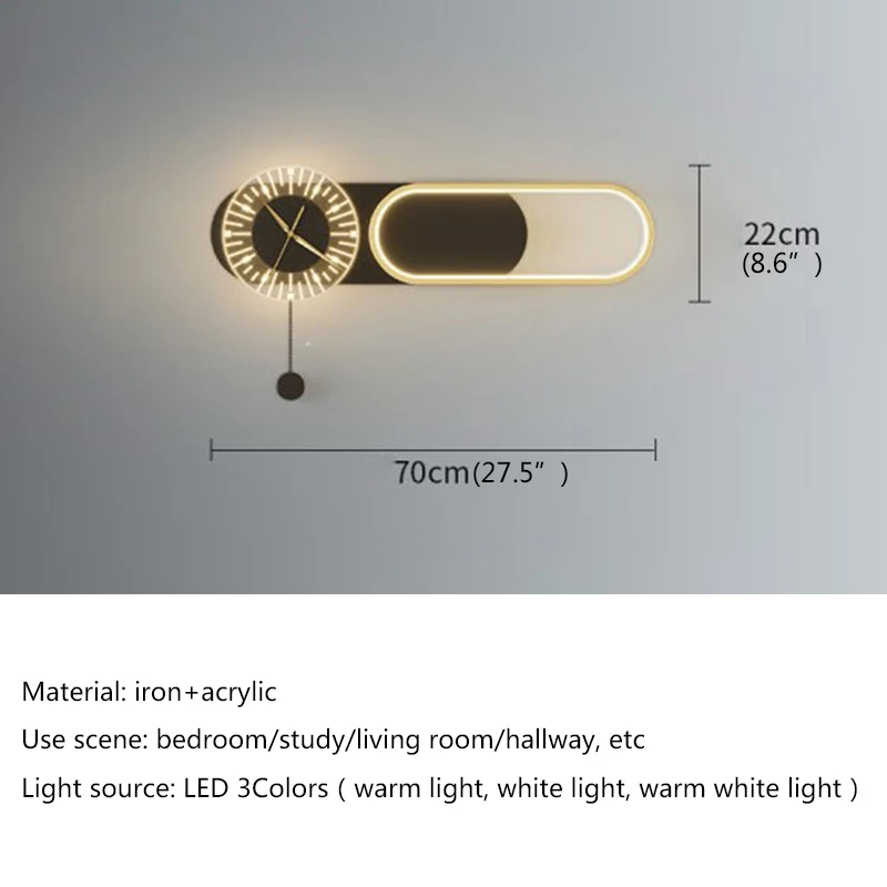 Modern Wall Clock Lamp Led Minimalist Art Creative Real Clock Light Decor Home Living Room Bedroom Wall Clock Lights.