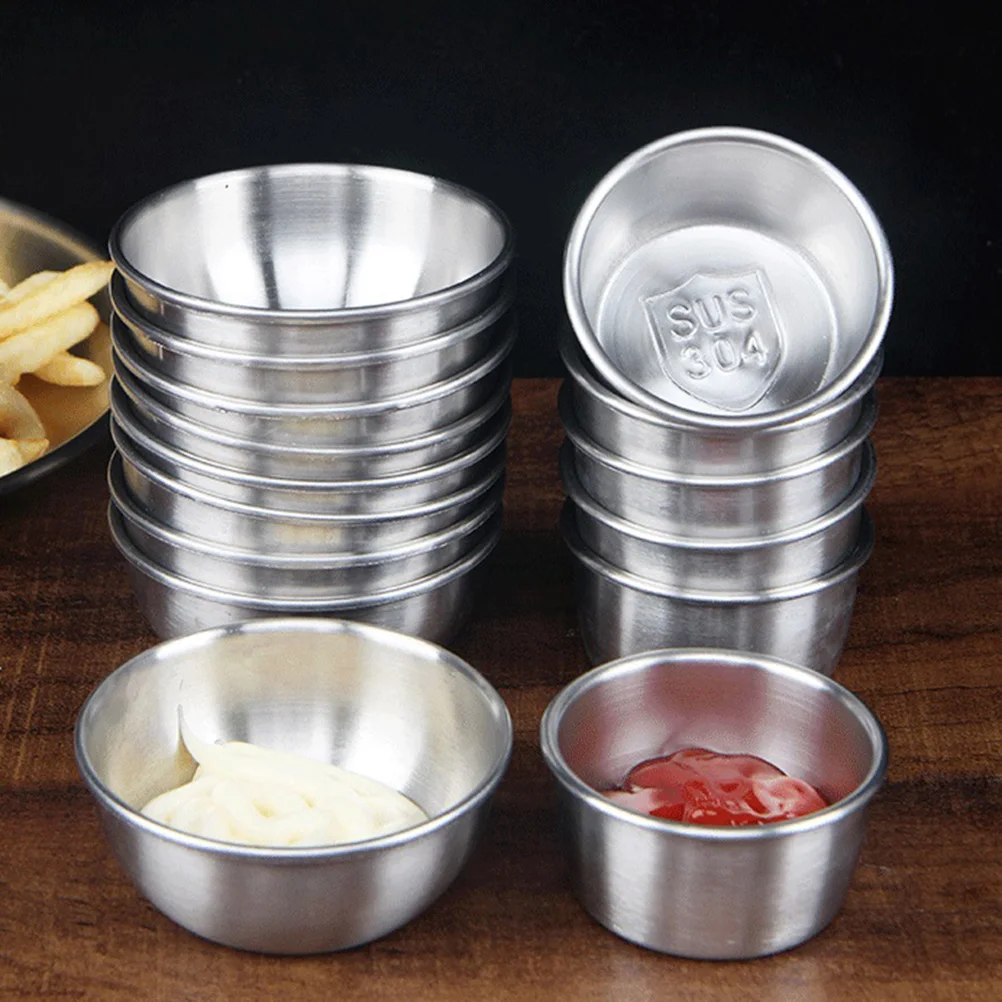 

6pcs Stainless Steel Sauce Cups 80Ml Seasoning Bowls Heatproof Food Dipping Bowls For Soy Sauce Ketchup Dessert