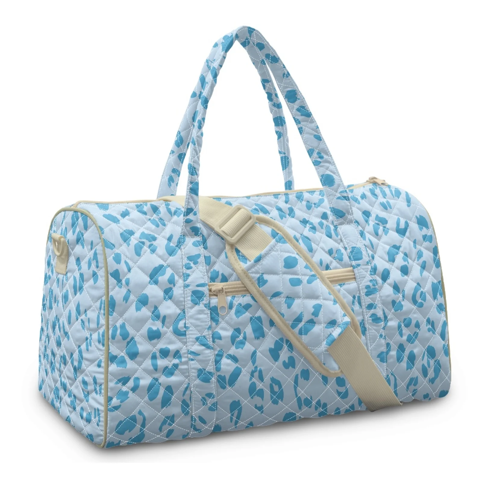 Coloranimal Blue Paw Print New Trend Travel Tote Bag Polyester Lightweight Quilted Duffle Bag for Yoga