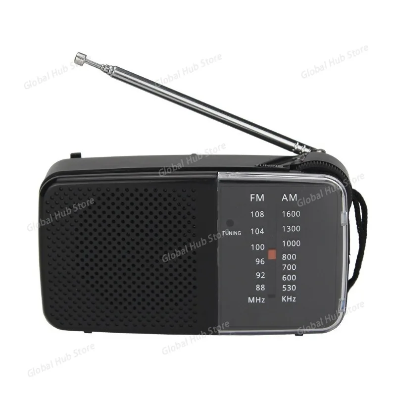 

AM/FM Radio with Speaker Mini Transistor Radio with Strap Battery Powered Radio Telescopic Antenna Use