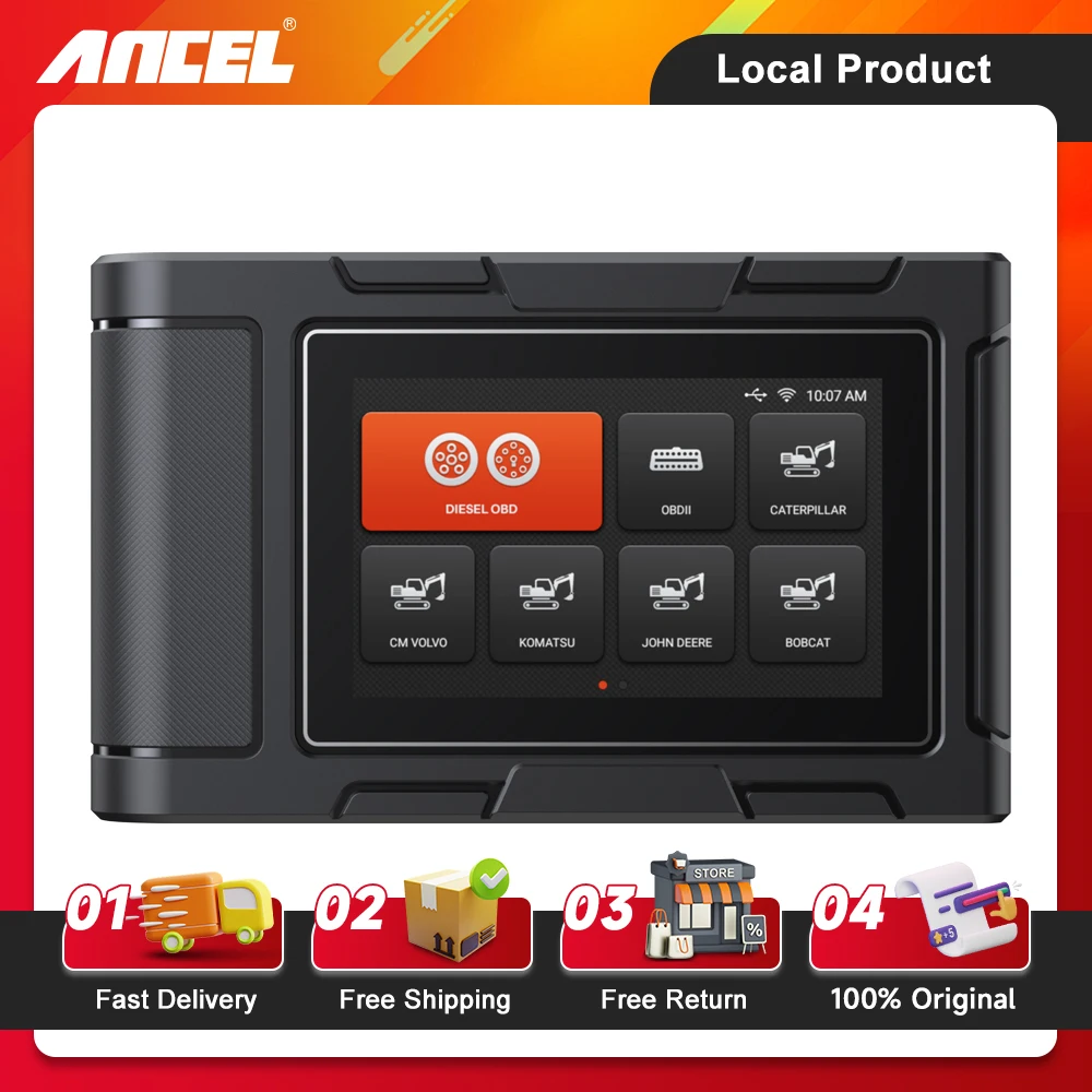 

ANCEL HD3600 Дизельный сканер OBD2 для строительной техники, экскаваторов, бульдозеров для Komatsu, John Deere, Volvo