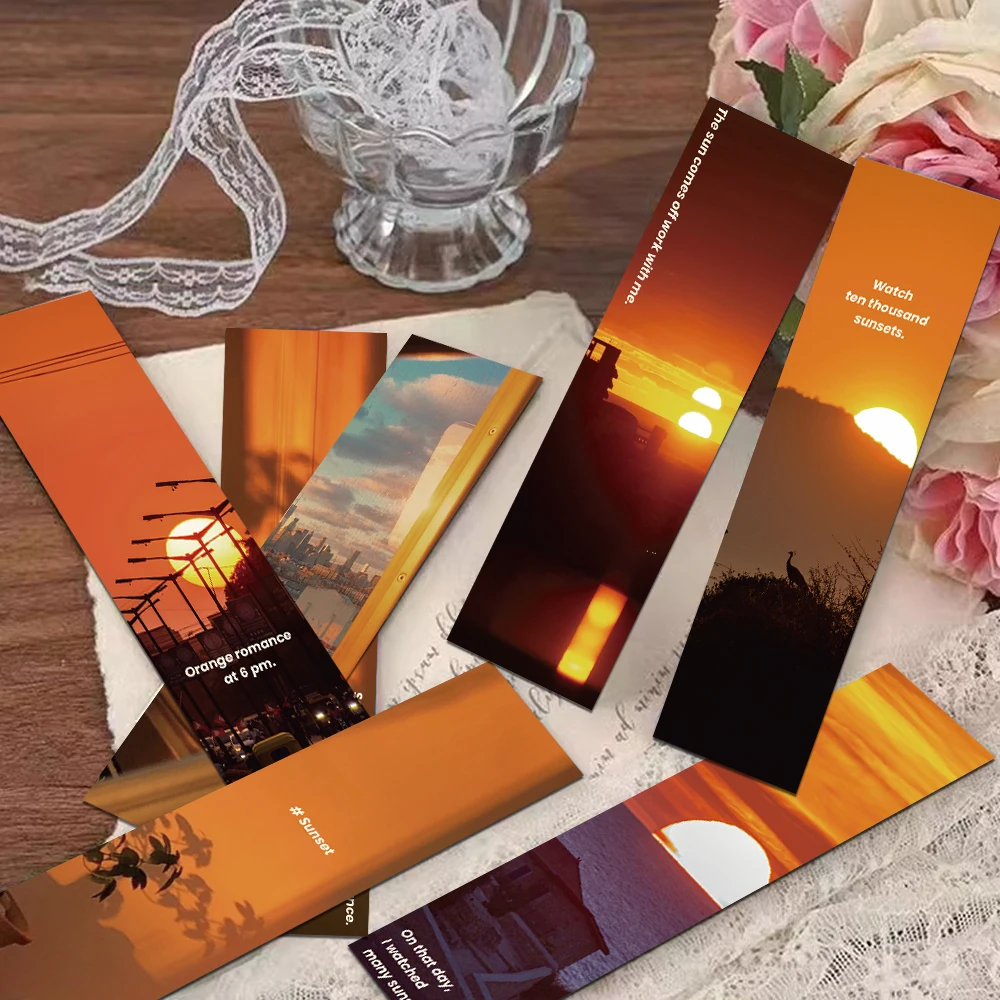 30pcs Sunset Scenery Bookmarks Reading Pages Book Bookmarks Pages Marked Paper Cards Stationery School Supplies For Kids