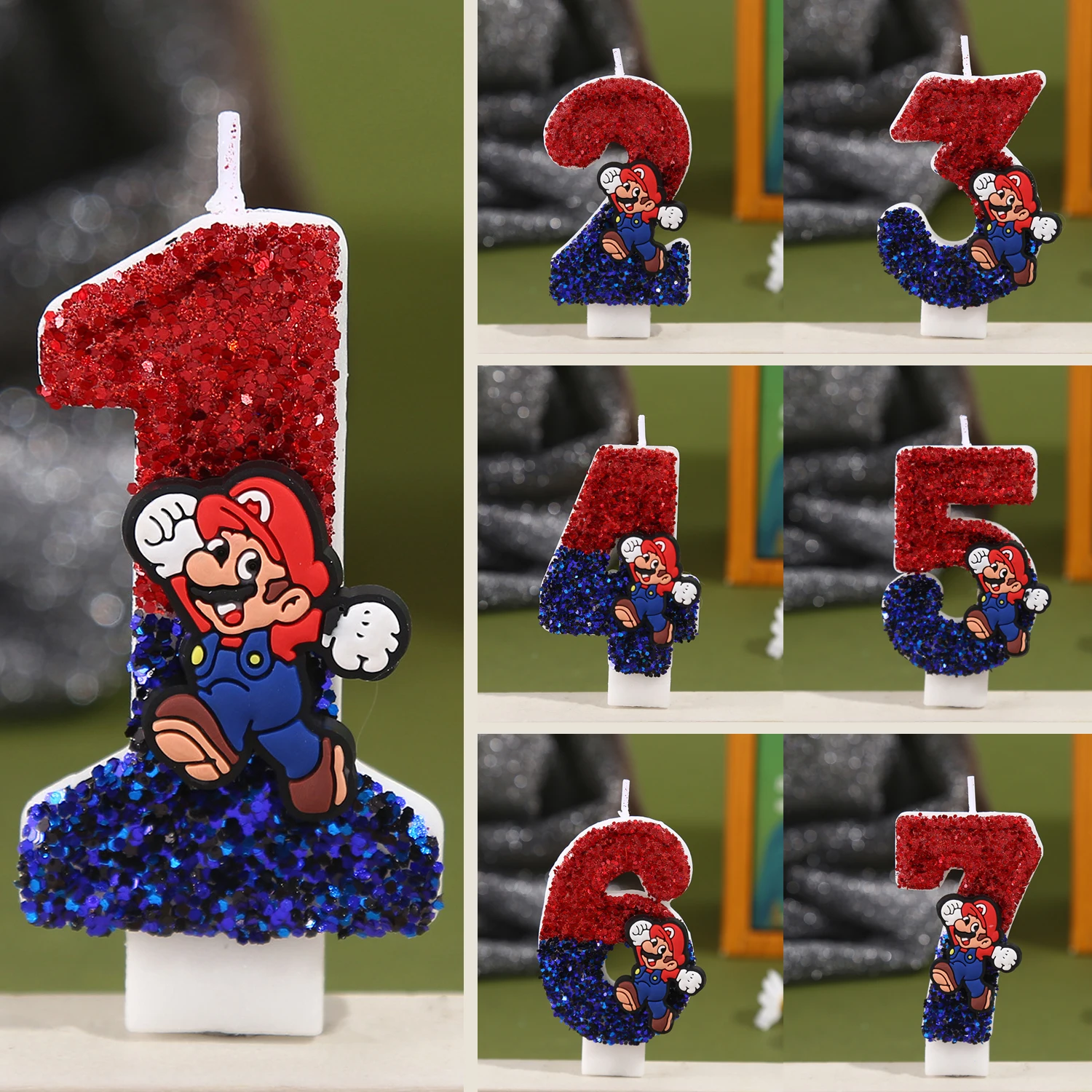 

Воздушные шары и свечи для торта в стиле мультфильма Mario Bros для детей от 1 до 7 лет, подходят для украшения детских праздников и в качестве подарков для маленьких мальчиков.