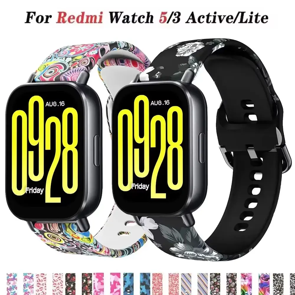 Afdrukken band voor Xiaomi Redmi horloge 5 Actieve Lite Vervanging siliconen Smart Watch polsbandje Bracele correa Redmi horloge 3-band