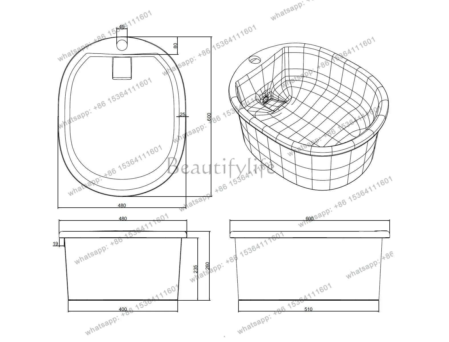 Ceramic, new multi-functional tub foot bath indoor, foot bath