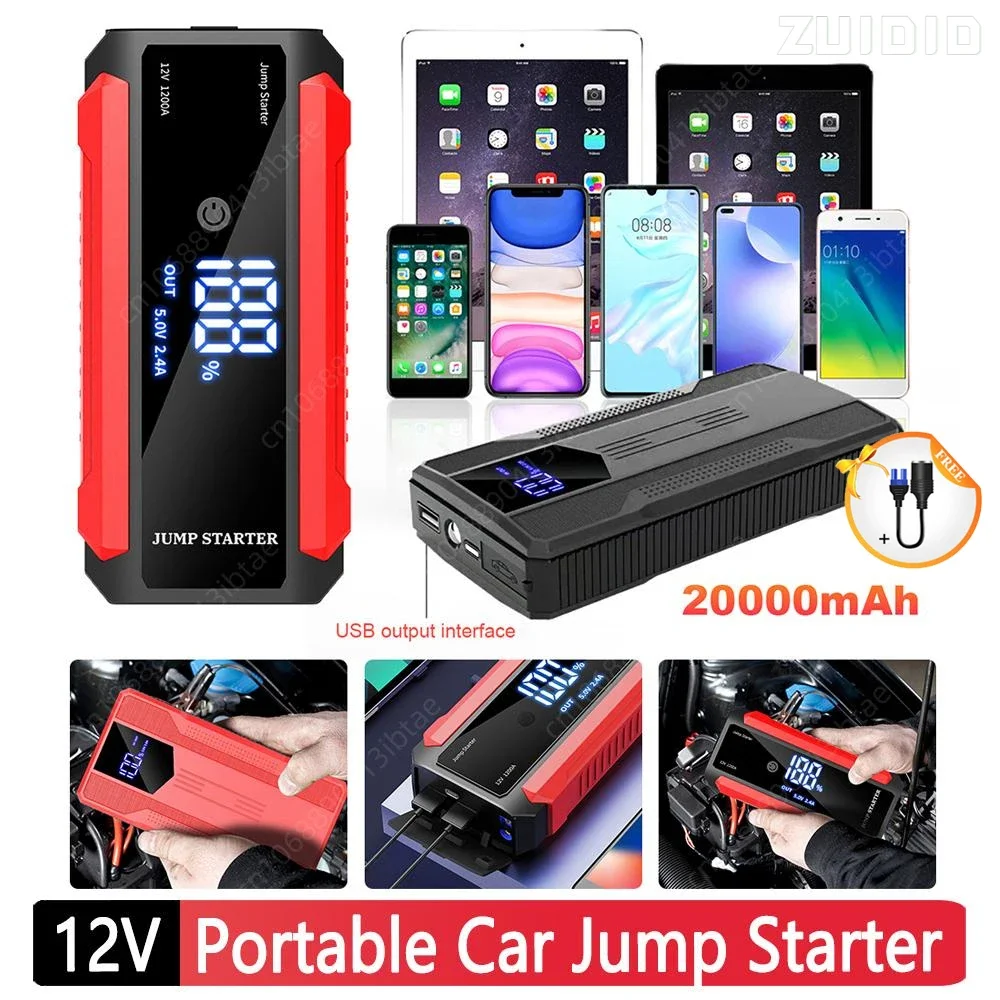 

New 30000mAh Car Jump Starter Device 12V 1000A Auto Battery Booster Charger Car Emergency Booster Power Bank Starting Device