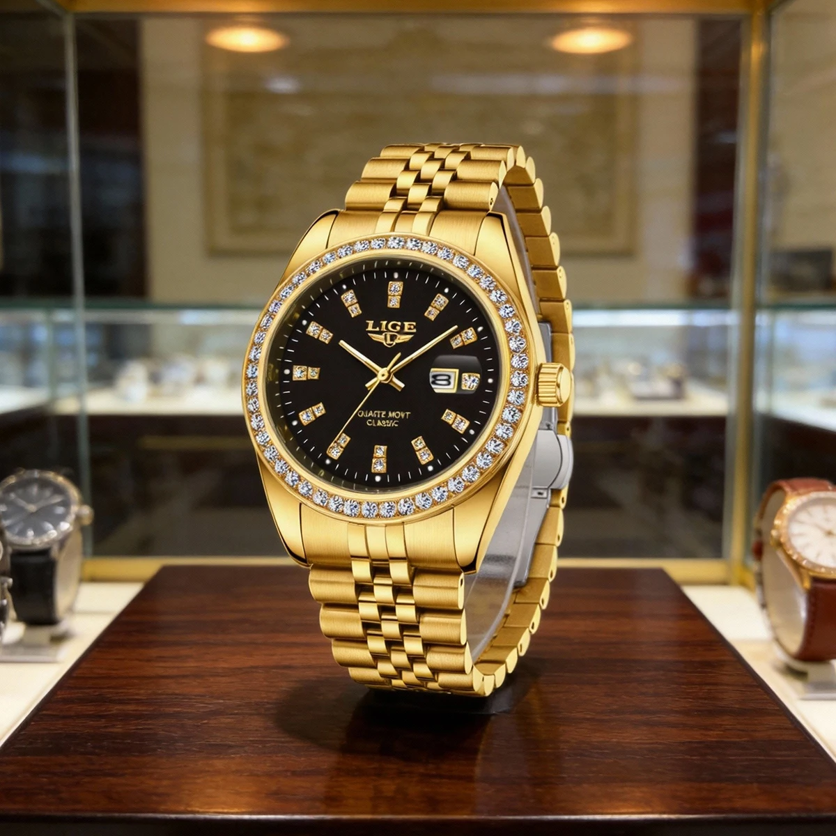 

Мужские кварцевые часы LIGE: модные, люксовые, с простым циферблатом, двойным календарем, светящимися стрелками, водонепроницаемые, высококачественные.