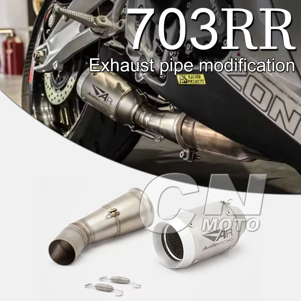 

Motorcycles Exhaust Pipe Modification with Stainless Steel and Carbon Fiber Mid-section Tailpipe Custom For ZONTES 703RR 703 RR