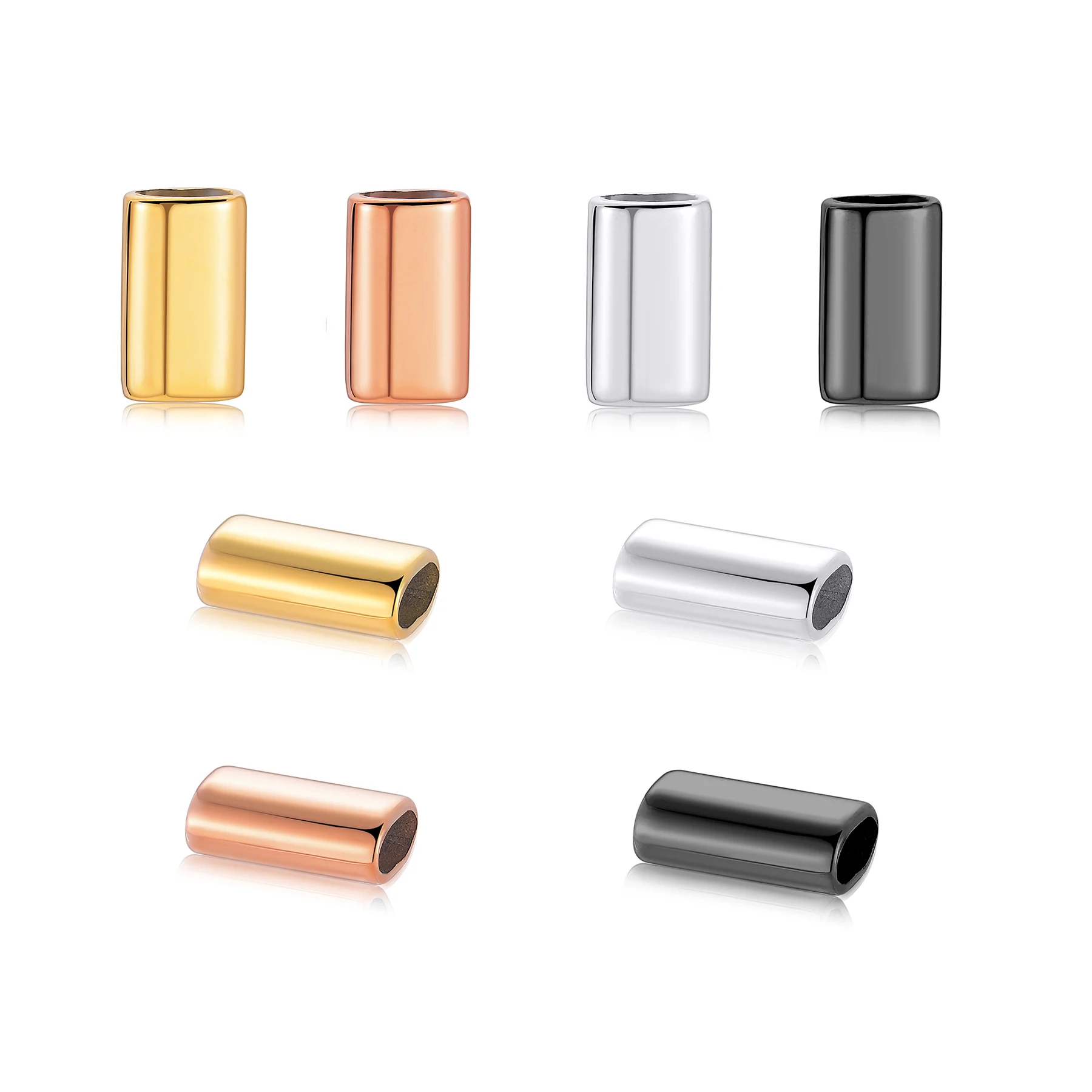6PCS Stainless Steel Charm Slider Spacer Beads Metal Big Large Hole for Bracelet Leather Parts Jewelry Making Accessories