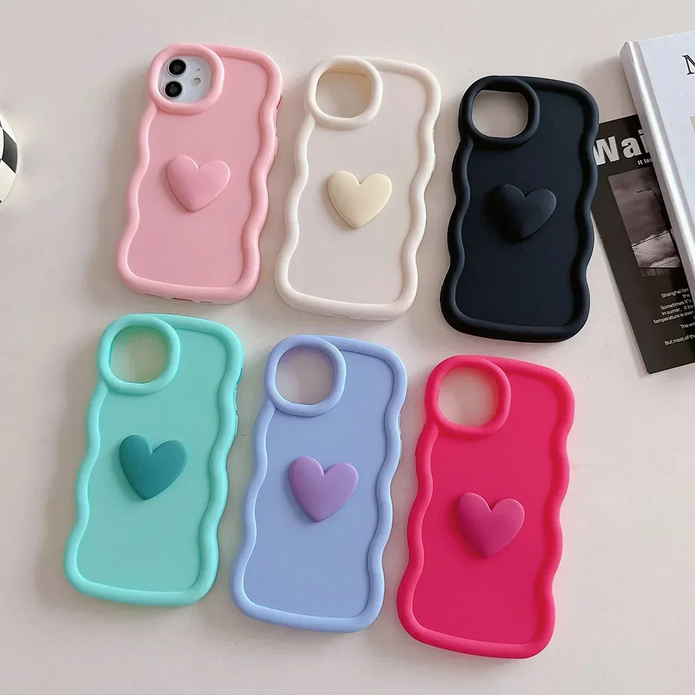 Love Heart Candy Wavy Silicone Case For Samsung Galaxy S24 S23 Plus S22 Ultra S21 S20 FE A14 A73 M31 M54 M34 5G F34 F54 Cover