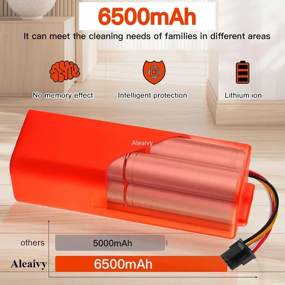 

Aleaivy 6500mAh BRR-4S2P-5200S Battery–High Capacity Replacement for Xiaomi Roborock S55/S60/S65/S50/S51/S5MAX/S6 Vacuum Durable