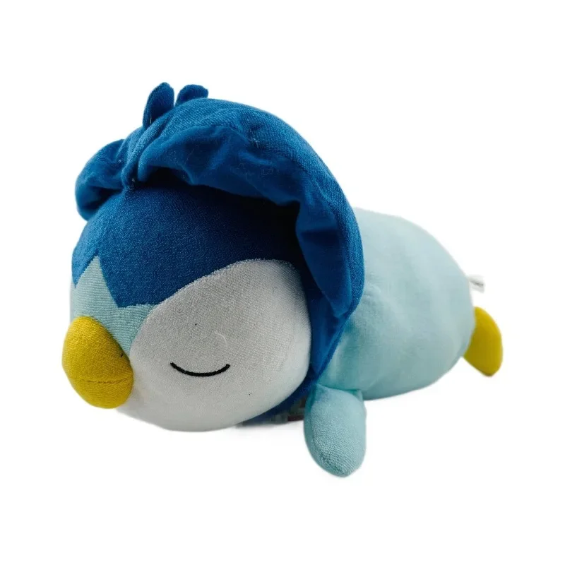 Peluche Piplup endormie Pokémon pour enfants, dessin animé mignon, jouets doux en peluche Anime PenEcolPlushie, oreiller beurre, cadeaux d'anniversaire, 35cm