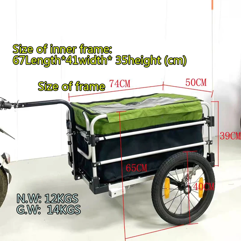 Bicycle trailer aluminum alloy shock absorption type luggage trailer goods hand-pulled trailer rear trailer camping outdoor bicy