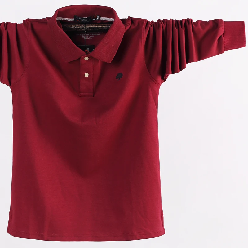 Big Size 7 Colors men Long Sleeve Polo Shirt New Autumn Winter Men Fat Fashion Casual Loose Cotton Tops Solid Color Polo Shirt