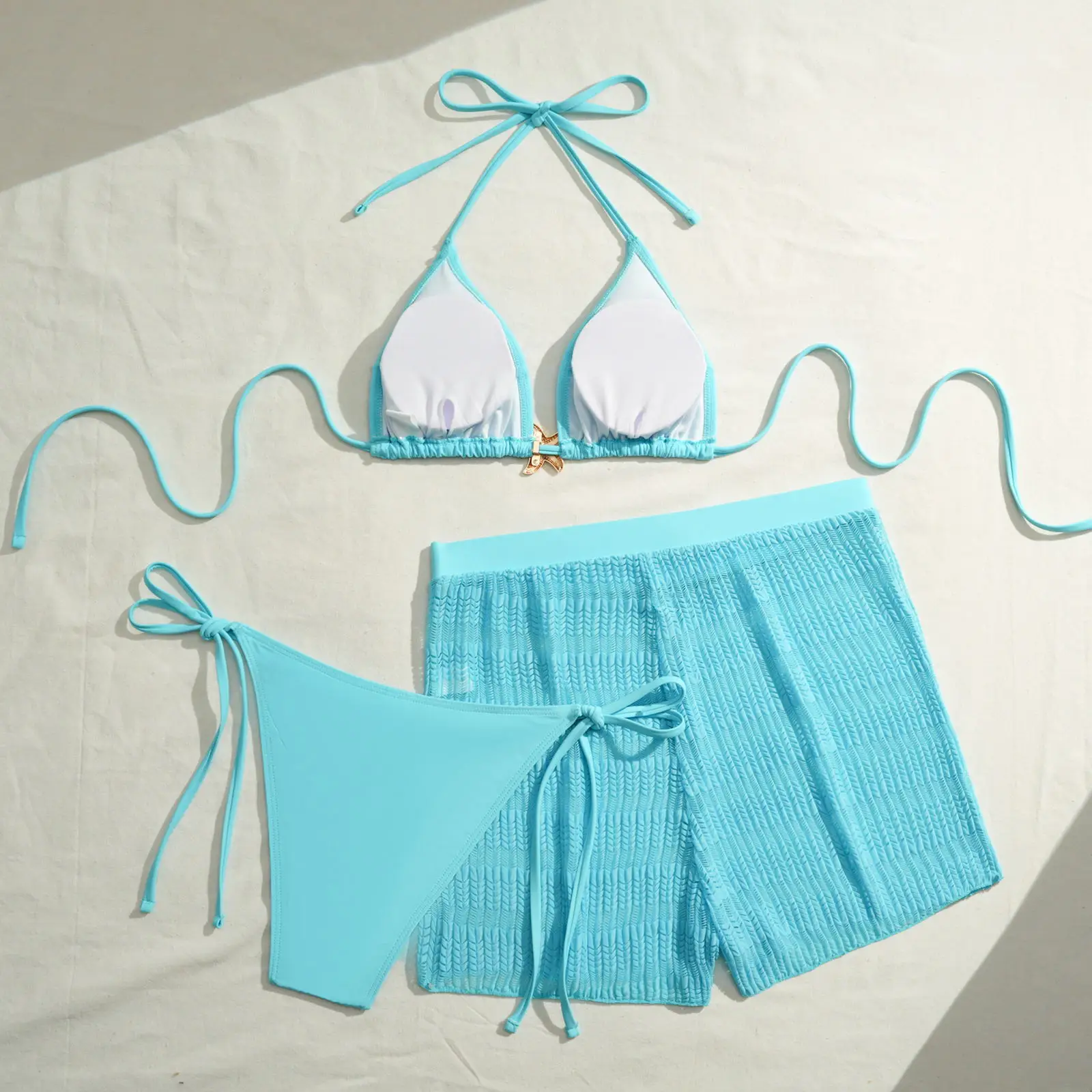 セクシーなツーピース水着 2026 三角ビキニ＆チーキーボトムス 夏用 ブラックソング メッシュ シースルーショーツ 水着 女性用 ロパ