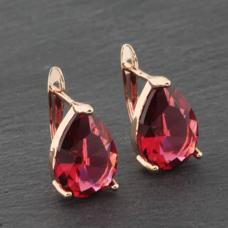 New 2022 Luxury For Wedding Drop Earrings For Women Fine 585 Rose Gold Color Water Drop Long Dangle Earrings Fashion Jewelry