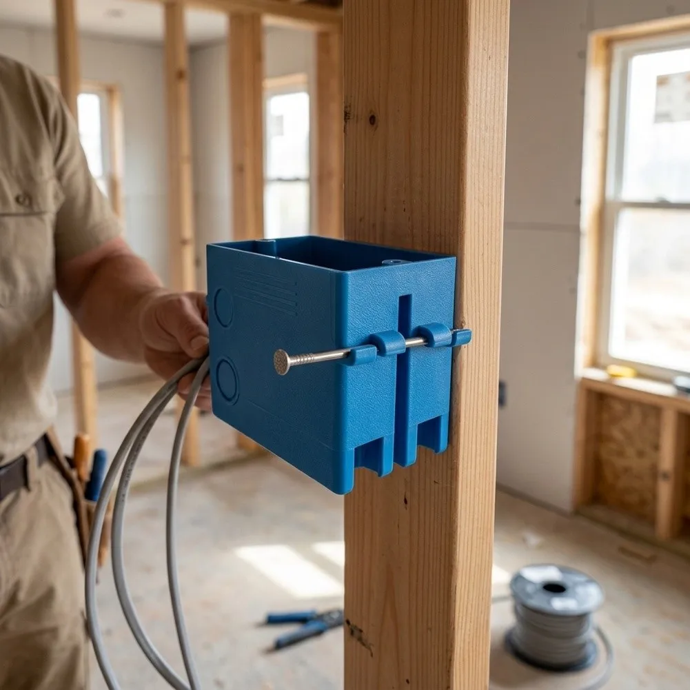Blue PVC Junction Box UL94-V2 Compliant for Standard Wall Mounting of For Switches Outlets 93mm x 57mm x 72mm Fire Resistant