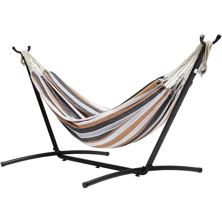 

Double 2 Person Heavy Duty Hammock with 9-Foot Space Saving Steel Stand and Carrying Case, 470lb Capacity, Multicolor