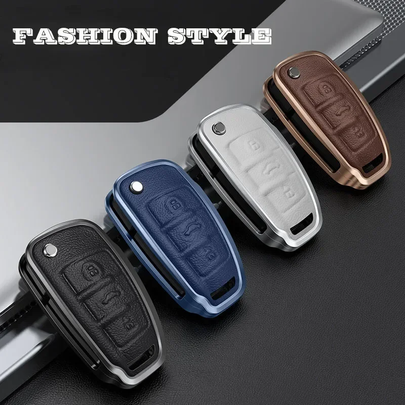 

Leather Alloy Car Key Case Cover Decoration For Audi C5 C6 R8 A1 A3 Q3 A4 A5 Q5 Q7 A6 S6 A7 B6 B7 B8 8P 8V 8L TT RS RS3 S3 Sline