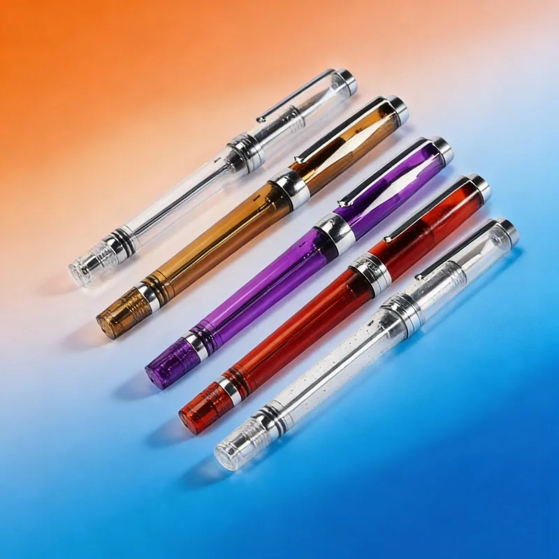 Wingsung 3013 Negative Pressure Fountain Pen Resin Transparent Luxury Pens Practice Office School Stationery Supplies