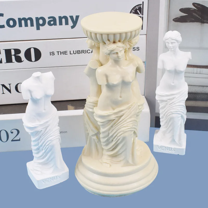 Sculpture Figure Shape Candle Silicone Mold, DIY Gypsum Resin Decoration Mould, D15017