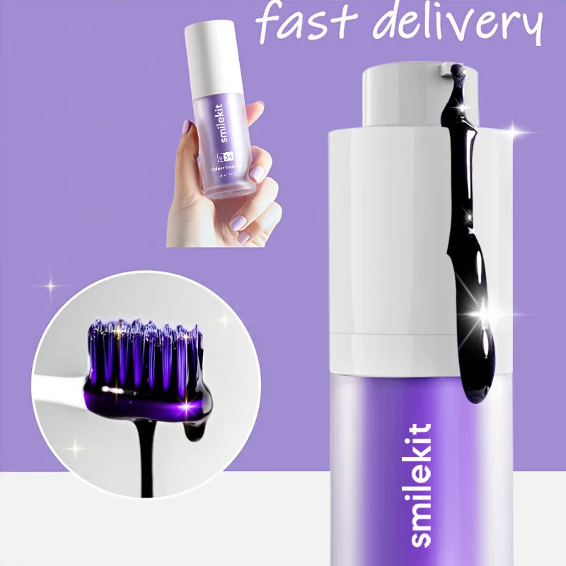 

SmileKit Teeth Whitening Toothpaste Oral Cavity Cleaning Purple Tooth Cleaning Mousse Reduce Yellowing Oral Refreshing