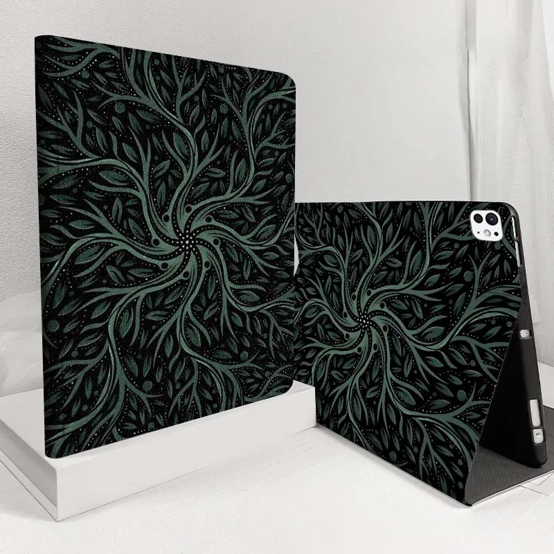 

Green floral spiral For iPad Pro Air 5 4 3 13 11 8 7 6 5 10th 7th 6th 10.5 12.9 10.9 Tablet Case
