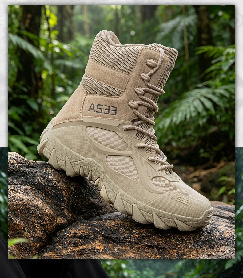 Herren Neue Armee-Stiefel Outdoor Wasserdichte Ultraleichte Arbeits-Taktische Stiefel Schnür-Camping-Stiefel Rutschfeste Hochwertige Wüstenstiefel – Detail 11