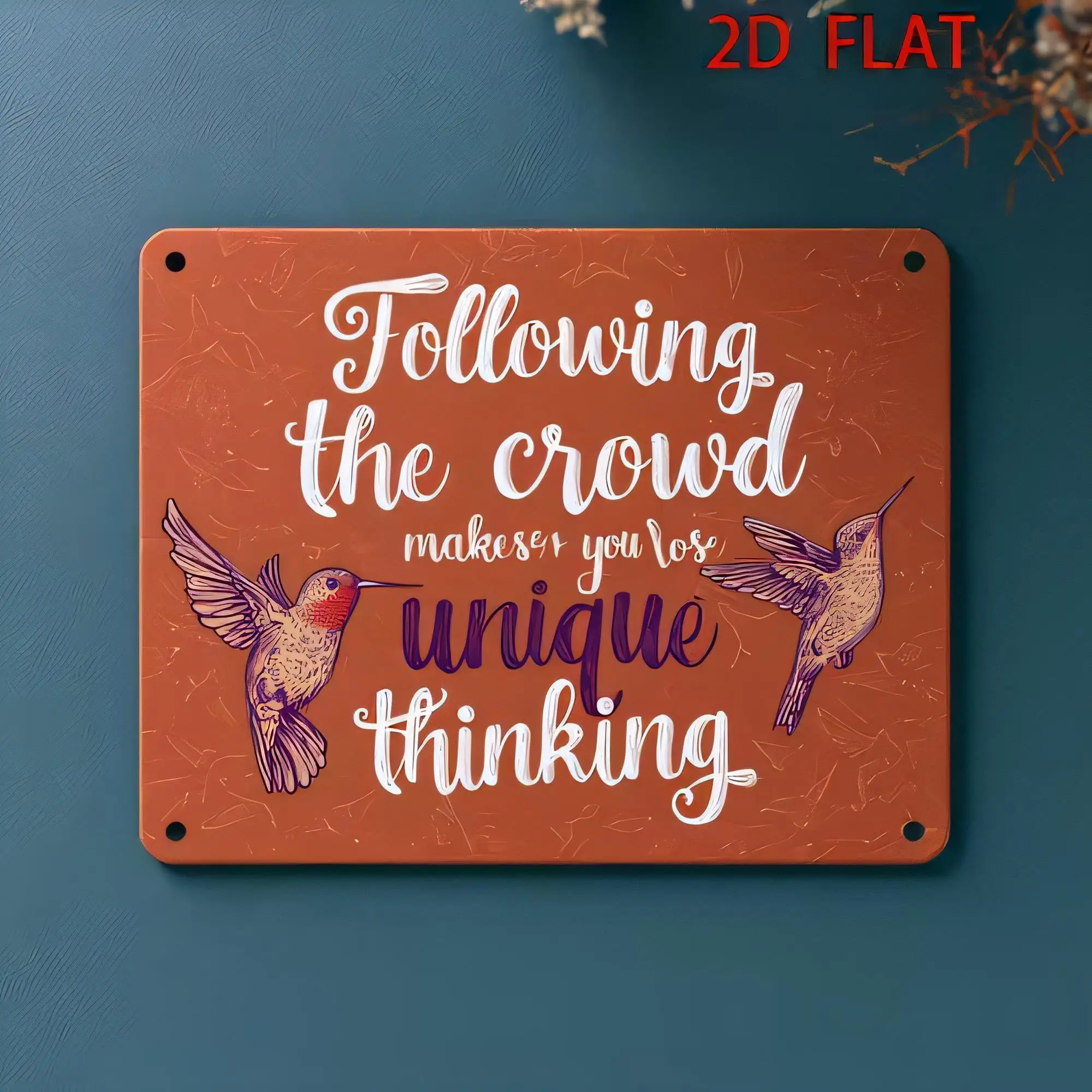 Tin Sign Following the crowd makes you lose unique thinking Vintage Retro Metal Wall Art 2D Flat Rustic Plaque for Home Bedroom