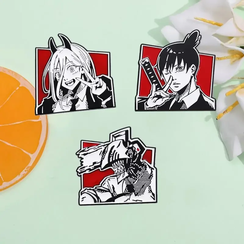 Motosserra homem o filme reze arco cosplay broche hayakawa aki emblema traje metal corsage pinos saco de jóias acessórios natal prop