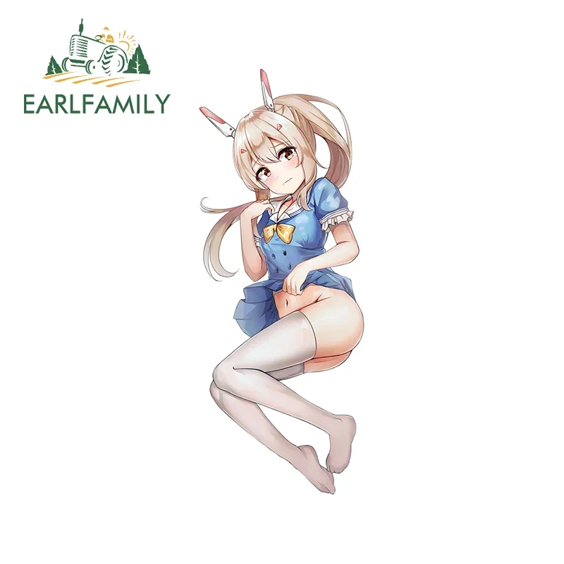 

EARLFAMILY 13cm x 5cm Bunny Loli Car Stickers Cute Blue Skirt Sexy Vinyl Motorcycles Decals Sunscreen Scratch-Proof Car Goods