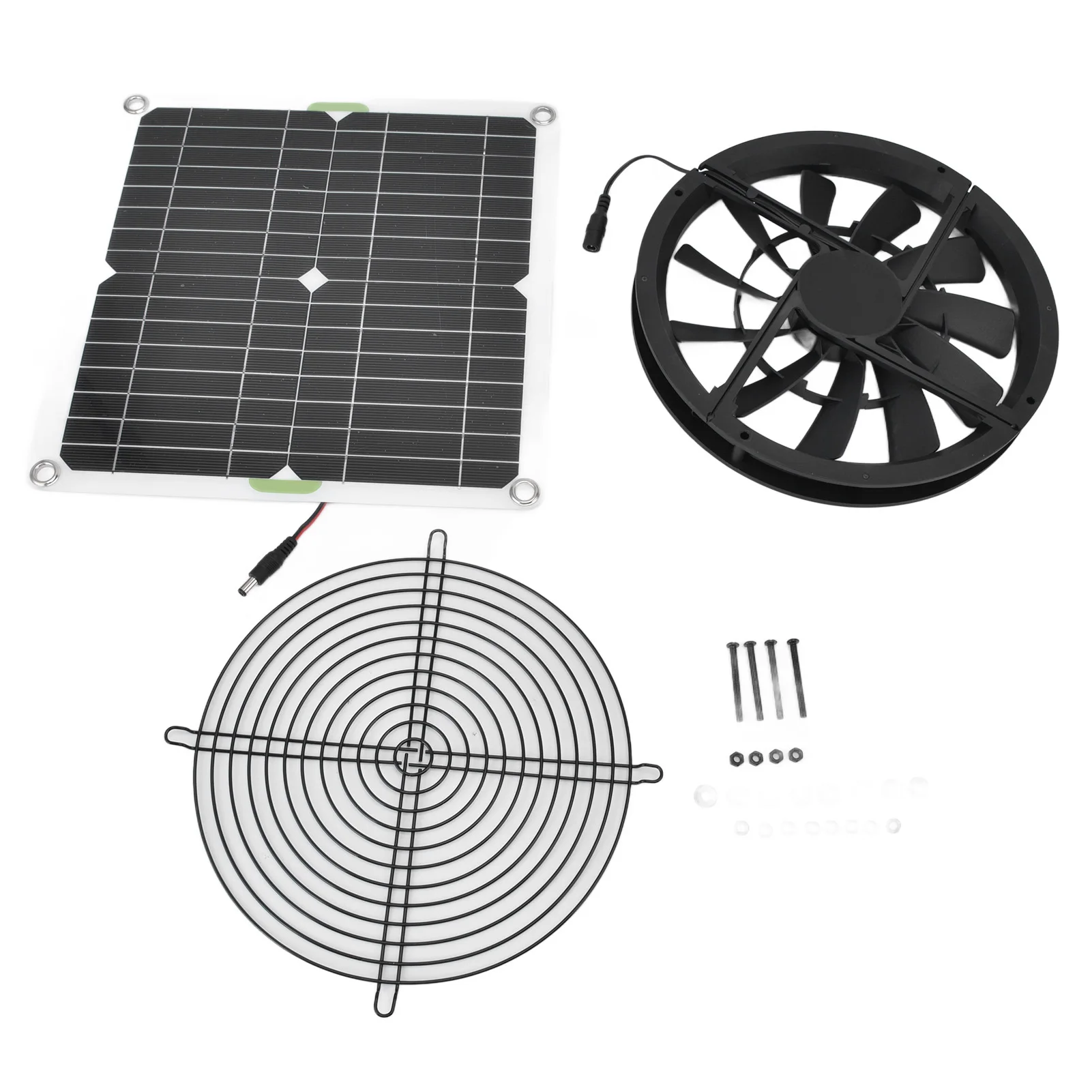 

ZK30 Solar Panel Fan Kit 10in 100W Waterproof Solar Panel Round Ventilation Case Exhaust Fan for Chicken Coop Greenhouse Shed