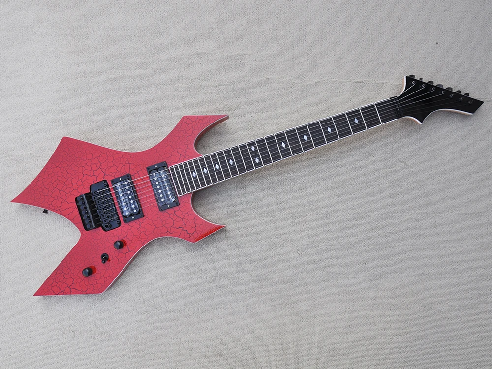 

Red Unusual Electric Guitar with Tremolo Bridge, 24 Frets,Rosewood Fretboard,Customizable